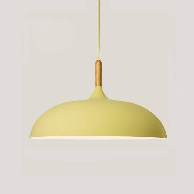 Suspension en aluminium coloré avec tige en bois – modèle Wood