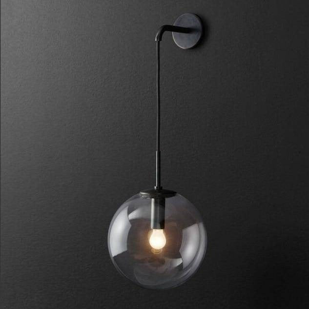 Applique murale avec boule en verre suspendue
