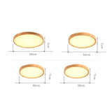Plafonnier LED en bois – design rond ultra-fin